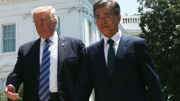 Rais Donald Trump na mwenzake wa Korea Kusini Kim Jae-in