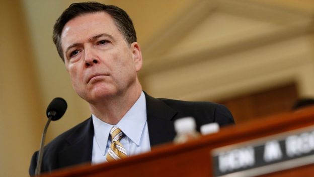 FBI ex-director James Comey giving evidence to House Intelligence Committee (file photo - March 2017)