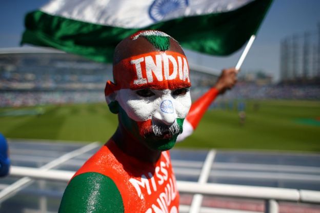 An Indian cricket fan at the Champions Trophy final in London in June 2017
