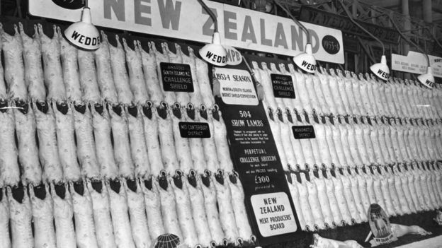New Zealand lamb exports at Smithfield, London, May 1954