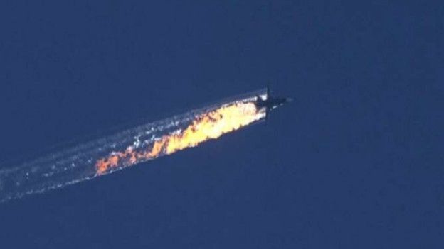 Avión ruso en llamas