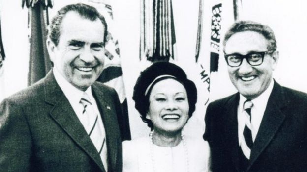 Richard Nixon, Anna Chennault and Henry Kissinger in 1972