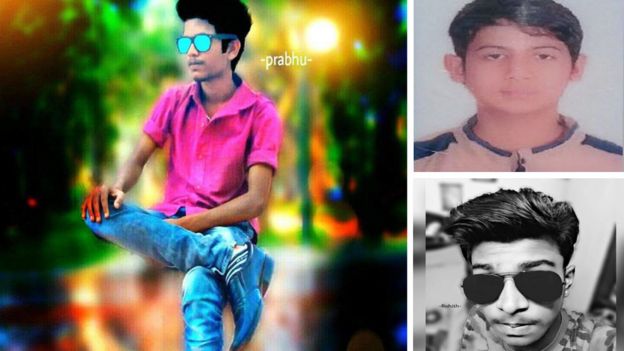 Prabhu, Prateek and Rohith (clockwise from above) were run over by a train while trying to take a selfie