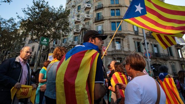 Protesters gather in Barcelona