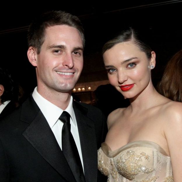 Snapchat founder Evan Spiegel (L) and his wife, model Miranda Kerr