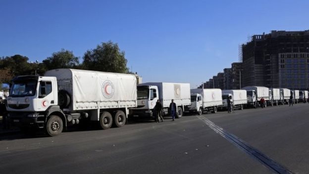 Aid convoys in Damascus