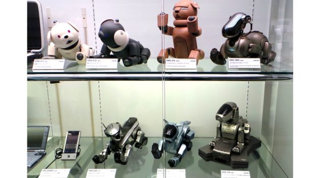 Prototypes of the Aibo robot dog