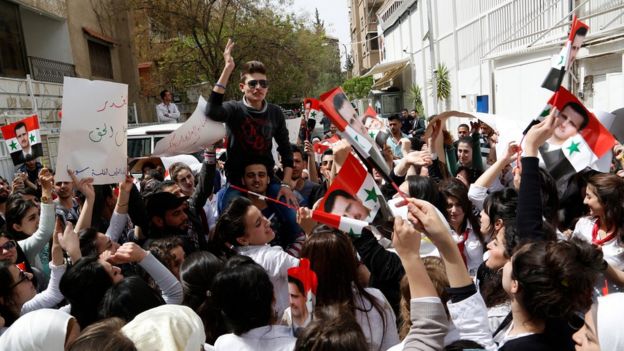 مظاهرات ضد الولايات المتحدة في دمشق