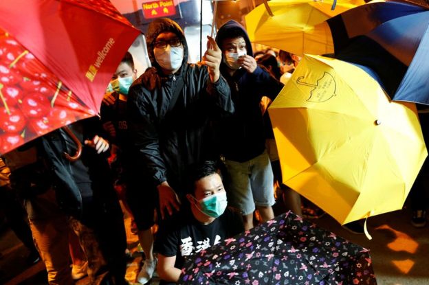 Manifestantes en Hong Kong