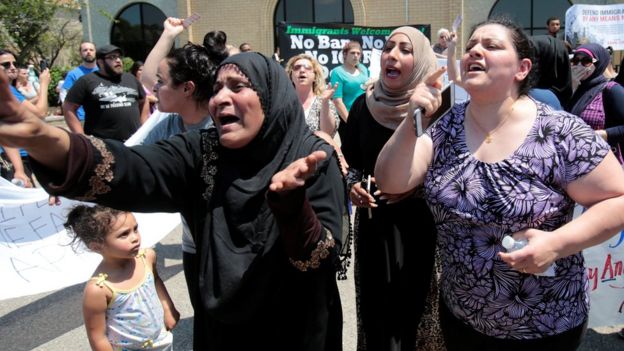 Protesta en rechazo a la deportación de iraquíes en Michigan el 12 de junio de 2017.