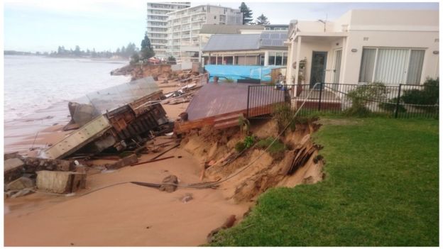 View of collapsed swimming pool on Collaroy Beach