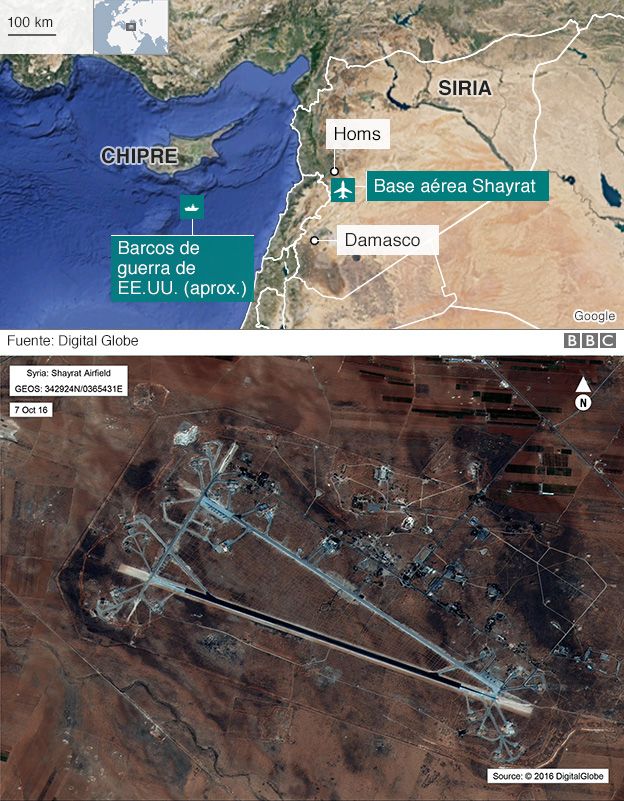 Mapa de la base aérea Al Shayrat