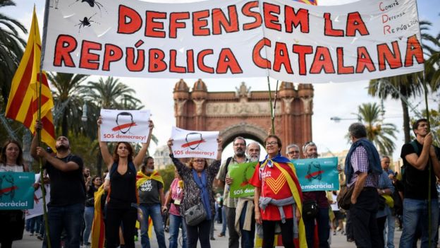 Protesta independentista en Cataluña