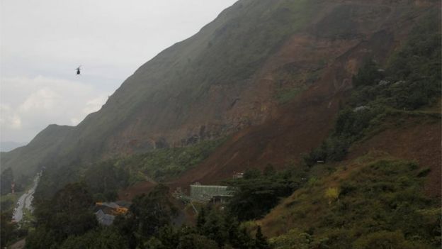 General view of a landslide that affected the Medellin-Bogota highway in Colombia October 26, 2016.