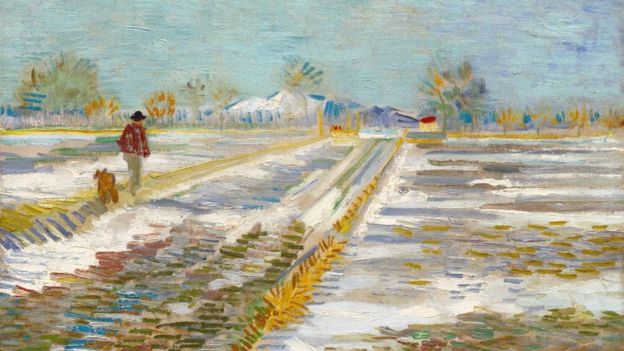 Imagen del cuadro Landscape With Snow, de Van Gogh.