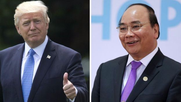 Thủ tướng Việt Nam Nguyễn Xuân Phúc gặp ổng thống Hoa Kỳ Donald Trump vào ngày 31/5/2017 tại Hoa Kỳ.
