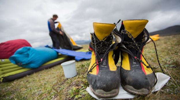 A pair of boots in the camp