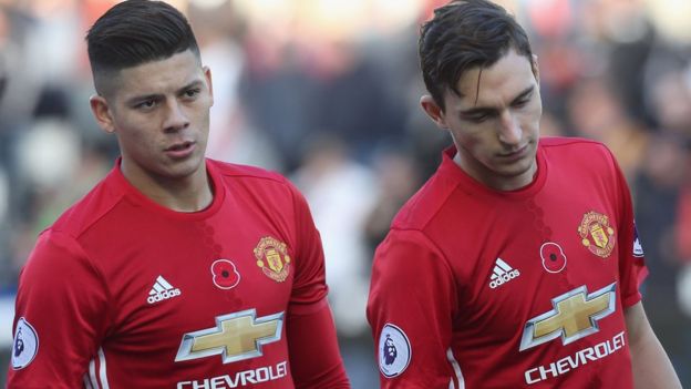 Marcos Rojo y Matteo Darmian