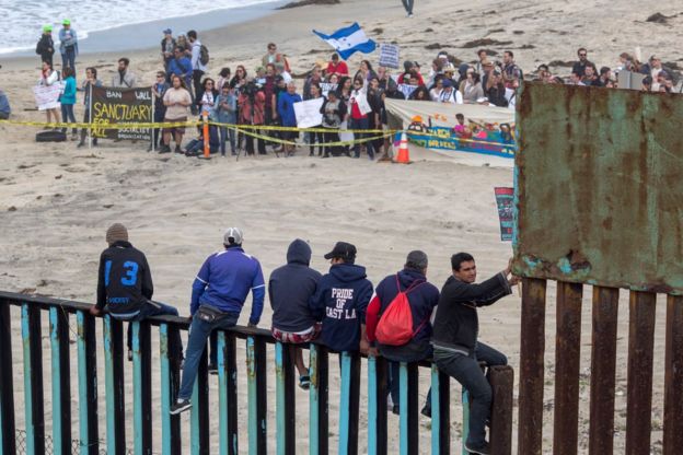 Personas en la frontera entre México y Estados Unidos