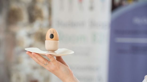 egg cup and plate made from eggshells