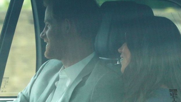 Prince Harry and Meghan Markle arrive at Windsor Castle a day ahead of their wedding,