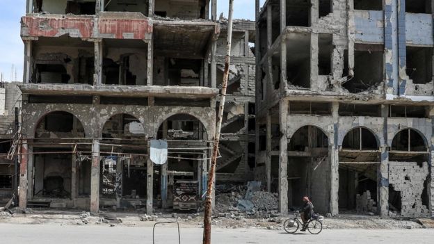 Prédios destruídos em Ghouta Oriental
