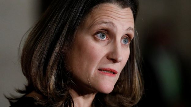 Canada's minister of foreign affairs Chrystia Freeland