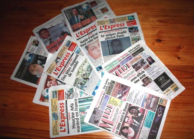 Front pages of newspapers in Madagascar