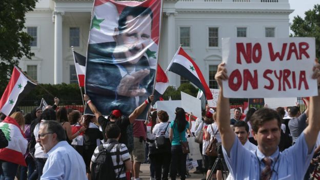 சிரியாவில் போரை முடிவுக்கு கொண்டுவர கோரி போராட்டம்