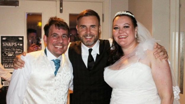Martin and Natalie Purkis with Gary Barlow