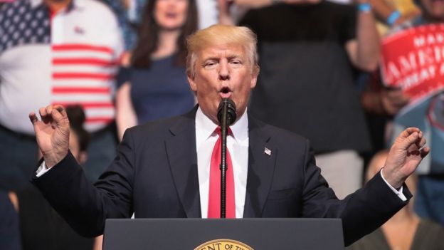 President Donald Trump speaks at a rally on June 21, 2017 in Cedar Rapids, Iowa