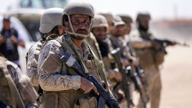 Soldados sauditas en Yemen.