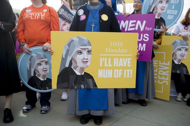Nuns and other religious figures protested against the Obamacare mandate