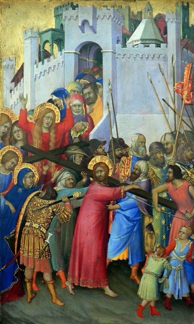 意大利画家西蒙尼·马蒂尼（Simone Martini ）1335年创作的《背负十字架》