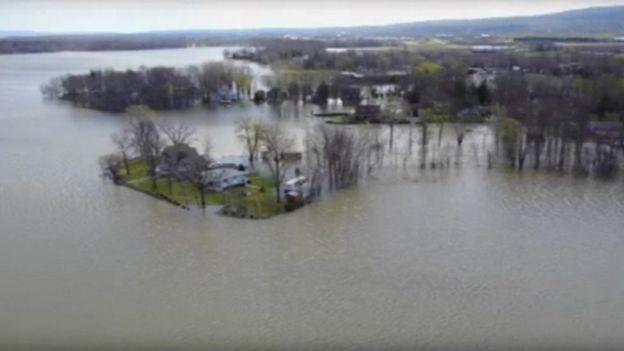 Aerial view of flooding