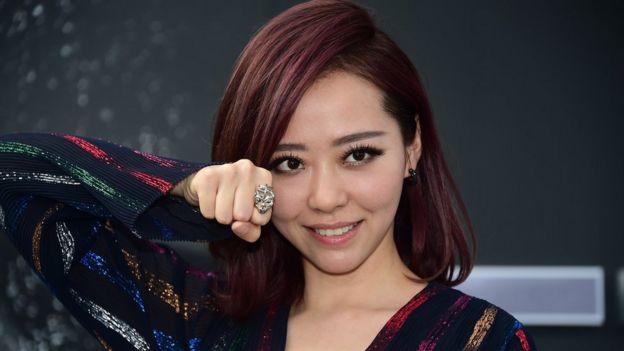 Original song artist Jane Zhang poses on arrival for the premiere of the film 'Terminator Genisys' in Hollywood, California on June 28, 2015