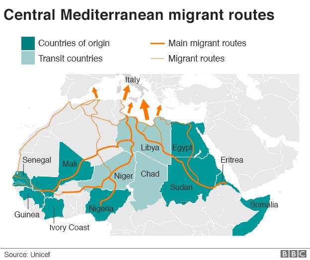 Le gendarme de l'Afrique... - Page 5 _94878777_migrant-routes-624