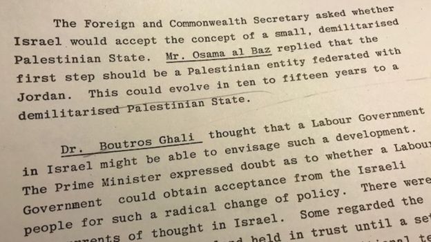 وثائق سرية بريطانية: مبارك قبل طلب أمريكا توطين فلسطينيين بمصر مقابل إطار لتسوية شاملة للصراع مع إسرائيل _98961877_15