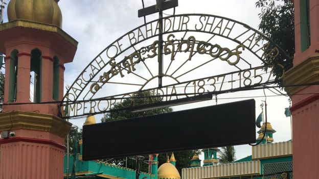 The gates of the mausoleum in Yangon