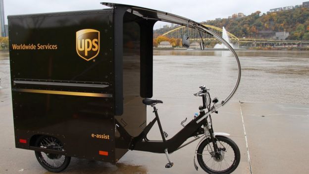A UPS eBike in Pittsburgh, Pennsylvania