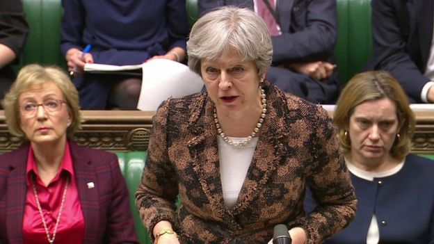 Theresa May addressing Commons on 12 March 2018