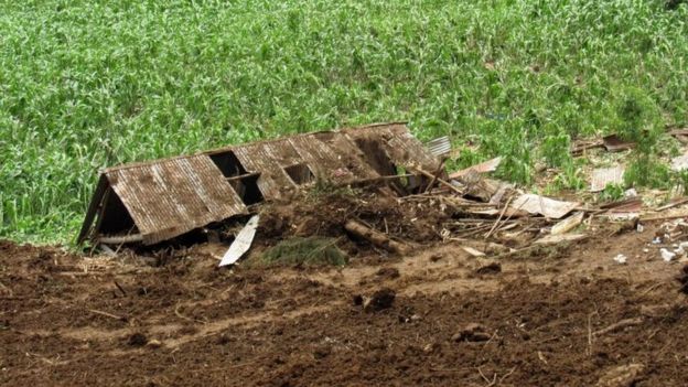 Picture taken after a mudslide killed 11 people and injured at least nine in the village of San Pedro Soloma, Huehuetenango Department, Guatemala, on June 20, 2017.