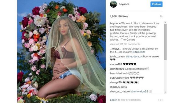 Beyonce katika picha aliyotangaza uja uzito wake