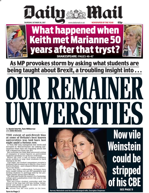 Today s Daily Mail Front Page A Troubling Insight Into OUR 