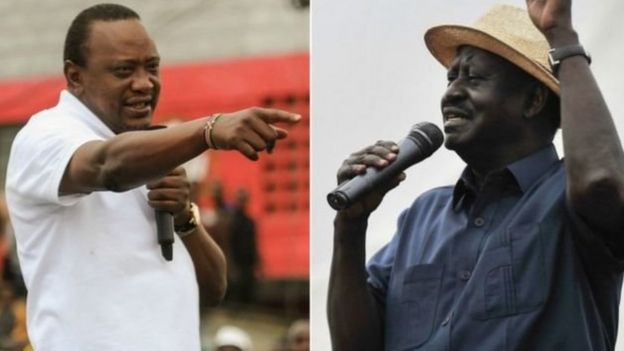 Rais Uhuru Kenyatta na kiongozi wa muungano wa Nasa Raila Odinga