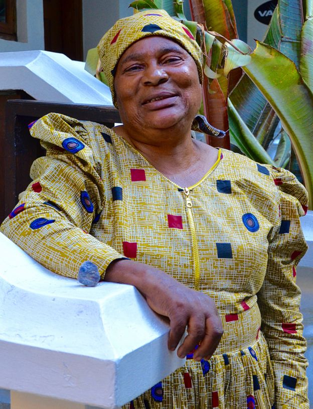 Pili Hussein pictured with a piece of tanzanite