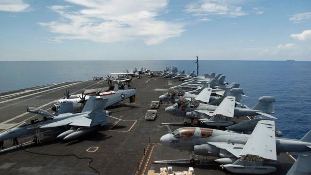 El portaviones USS Nimitz en el Mar de la China Meridional.