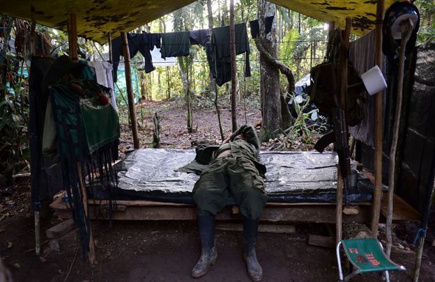 Campamento de las FARC en El Diamante, en el departamento de Caquetá, en el sur de Colombia.