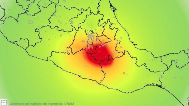 Mapa de intensidad del sismo