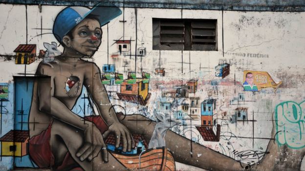 Grafitti of a street kid in Salvador